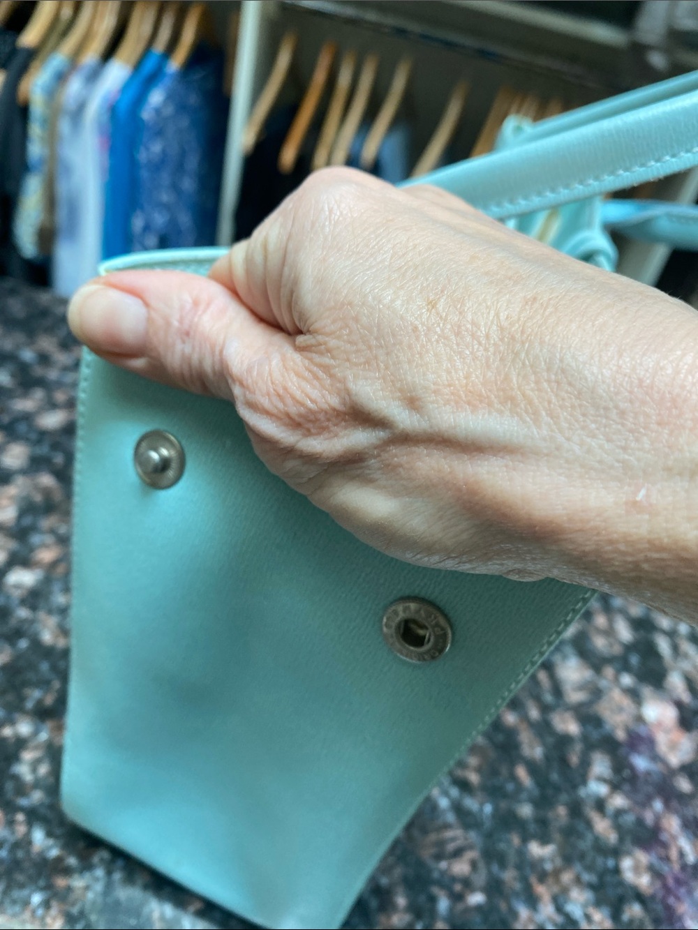 Longchamp Turquoise Leather Top-Handle Tote. GUC. - Picture 12 of 16